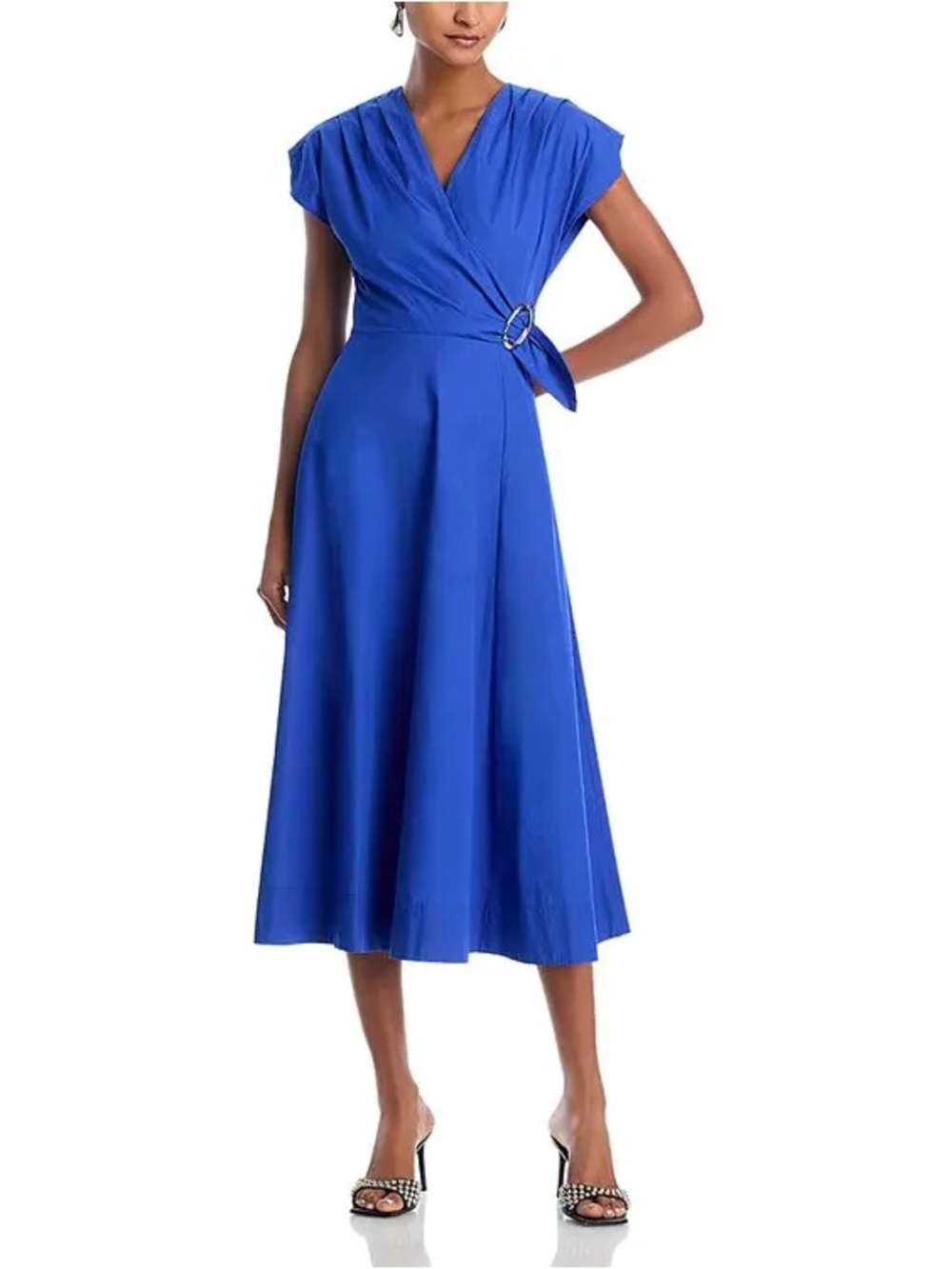 Derek Lam 10 Crosby Aimee Midi Dress Blue Cobalt Cotton Wrap Size 8